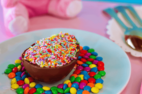 chocolate easter egg filled with confectionery