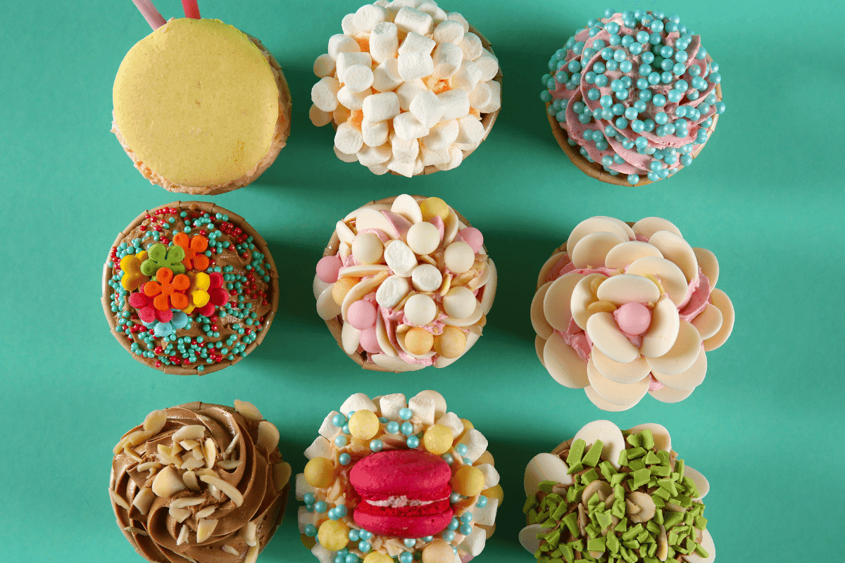 Cupcakes with different topics on top